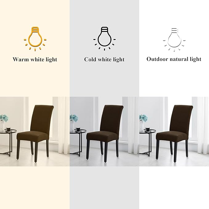 Joccun Chair Covers for Dining Room Set of 4,Dining Chair Slipcovers Stretch Dining Room Chair Covers Seat Protector,Washable Parsons Chair Cover for Home,Banquet(Seal Brown,4 Pack)