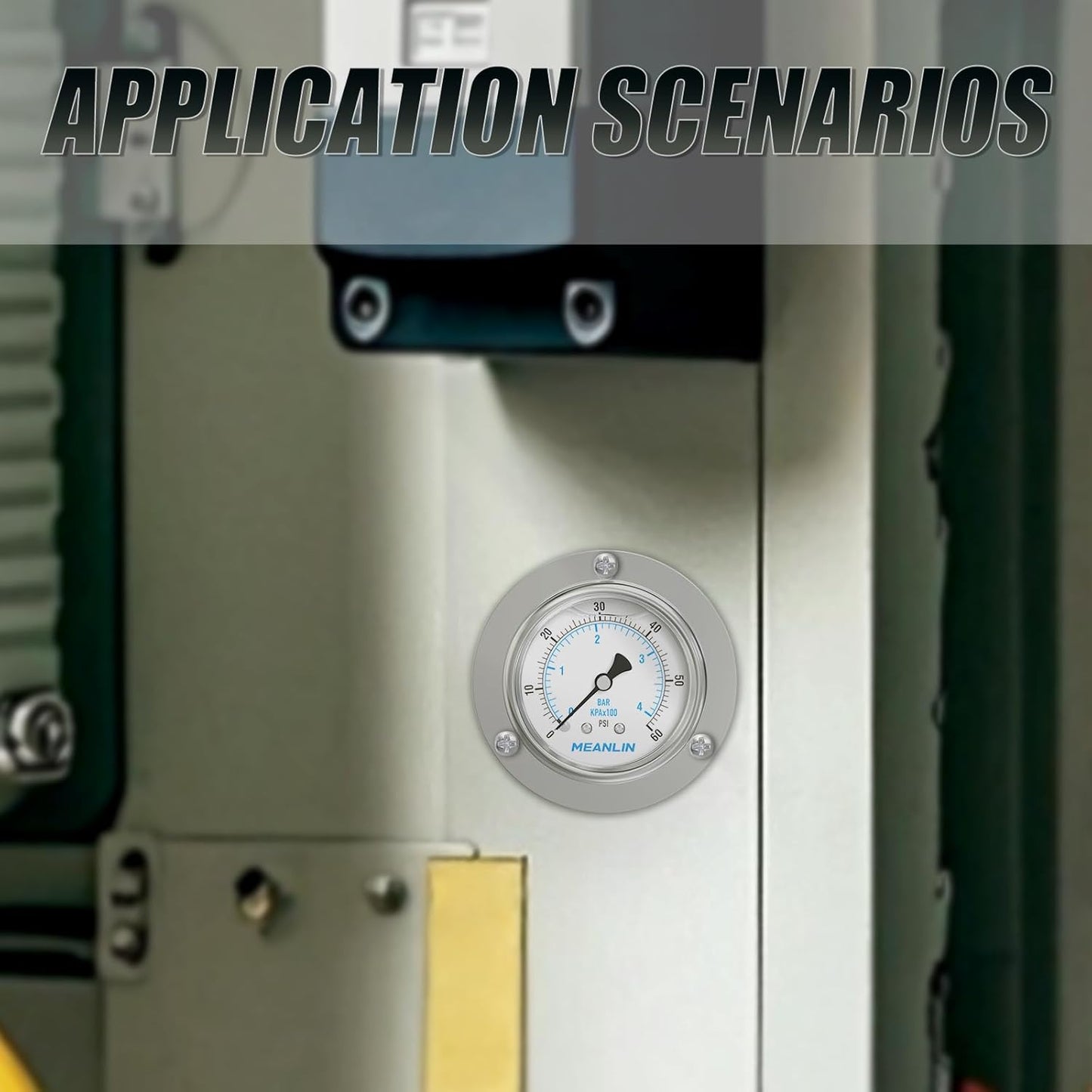 MEANLIN MEASURE 0~60Psi Liquid Filled Pressure Gauge Front Flange Panel Mount, 1/4" NPT 2.5" FACE DIAL Stainless Steel Case with Phillips Screw and Nut, +/-3-2-3%