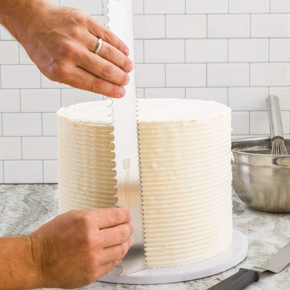 Restaurantware 19.8 Inch x 2 Inch Cake Comb 1 Semicircle Decorating Comb - Double-Sided Assorted Edges Stainless Steel Icing Smoother For Decorating Or Sculpting Desserts