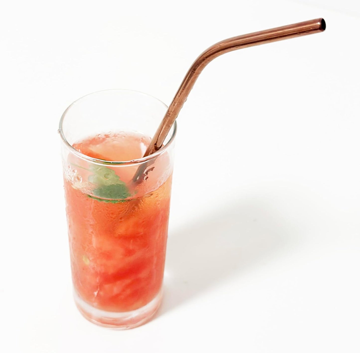 10 Pcs Stainless Steel Straws, Reusable Drinking Straws, 5 Straight + 5 Bent Metal Straws Set With 2 Pcs Cleaning Brushes (Rose Gold, 10.5 Inch)