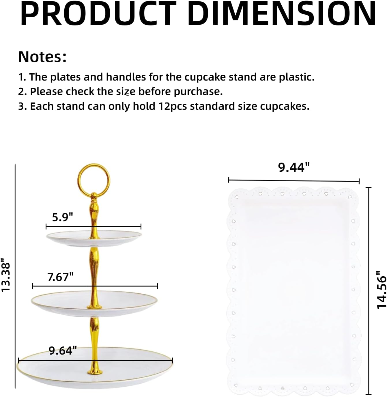 5 Pcs Dessert Table Stand Set - 2x Small 3 Tier Plastic Cupcake Display Stands Cookie Tray Rack Serving Tower & 3x Trays for Wedding Baby Shower Tea Party