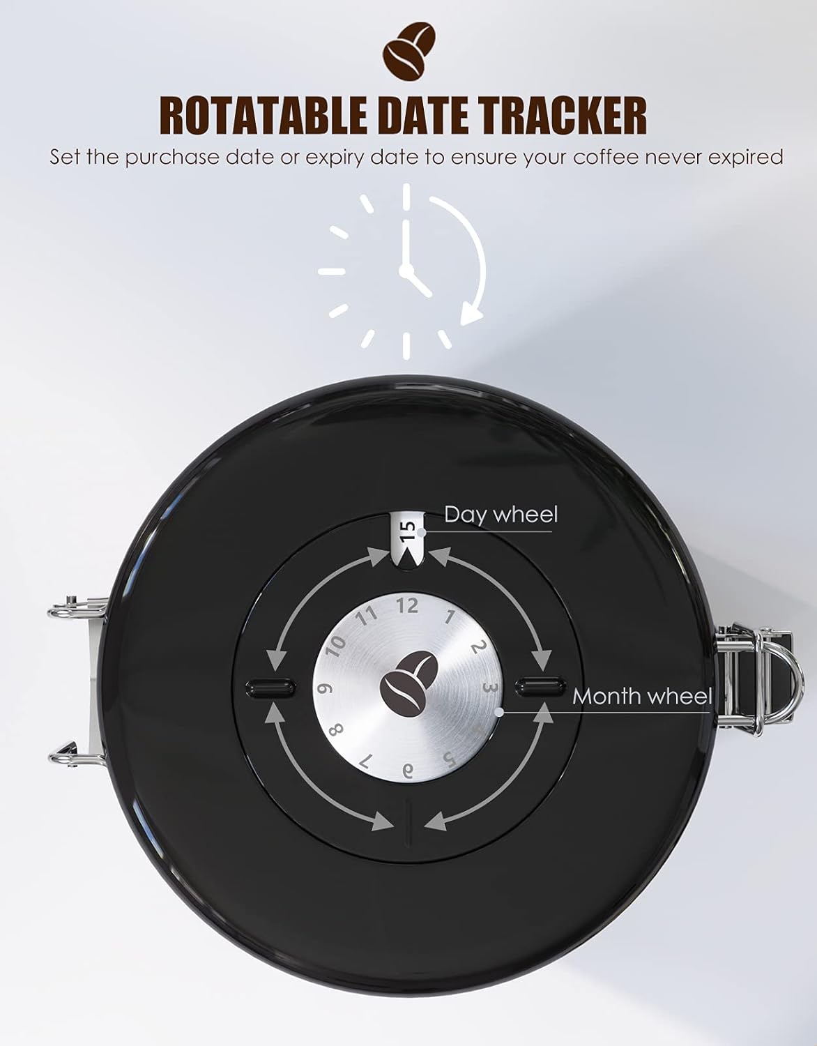 HAIOOU Airtight Coffee Canister, 22OZ +16OZ 2 Piece Stainless Steel Coffee Bean Storage Container with Date Tracker, Measuring Scoop, 6Pcs CO2 Valves, Mini Tongs for Coffee Bean, Grounds - Grey