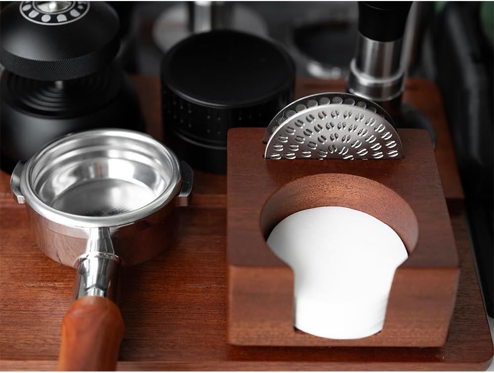 2 IN 1 Holder Stand For the Coffee Filter Paper and Espresso Puck Screen,Sapele Premium Solid Wood Organizer For Tidying Espresso Accessories(Filter Not Included) (for 51/54mm)