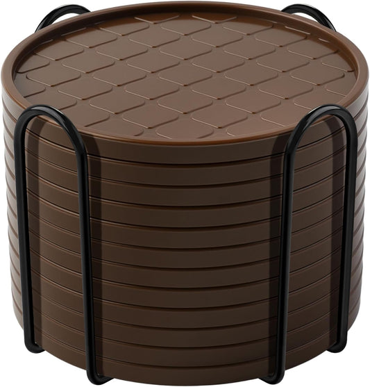 Coasters,Drink Coasters Set of 8 with Holder (Coffee, 12pcs)