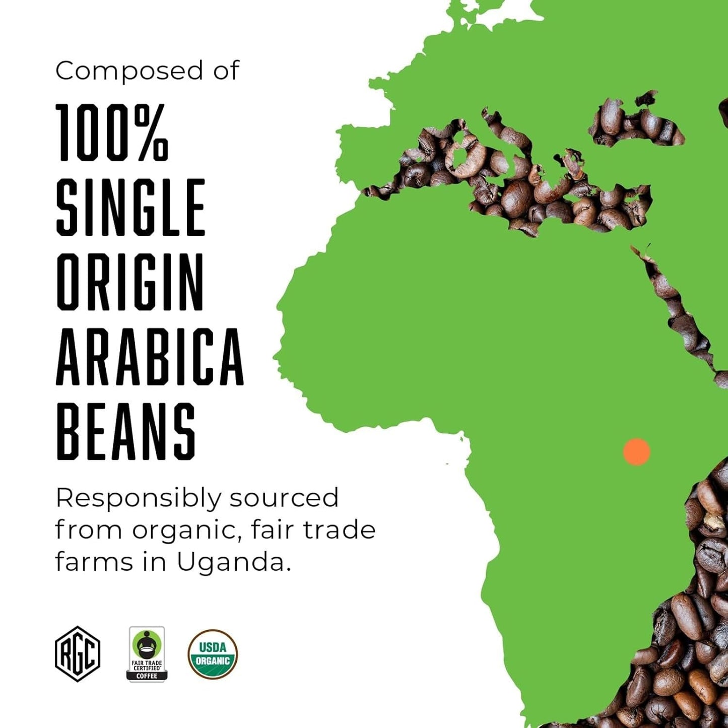 Real Good Coffee Company Uganda Light Roast Coffee Beans - 2 Lb Single-Origin Arabica - Grind at Home, Brew Your Way - Uganda Coffee Whole Bean