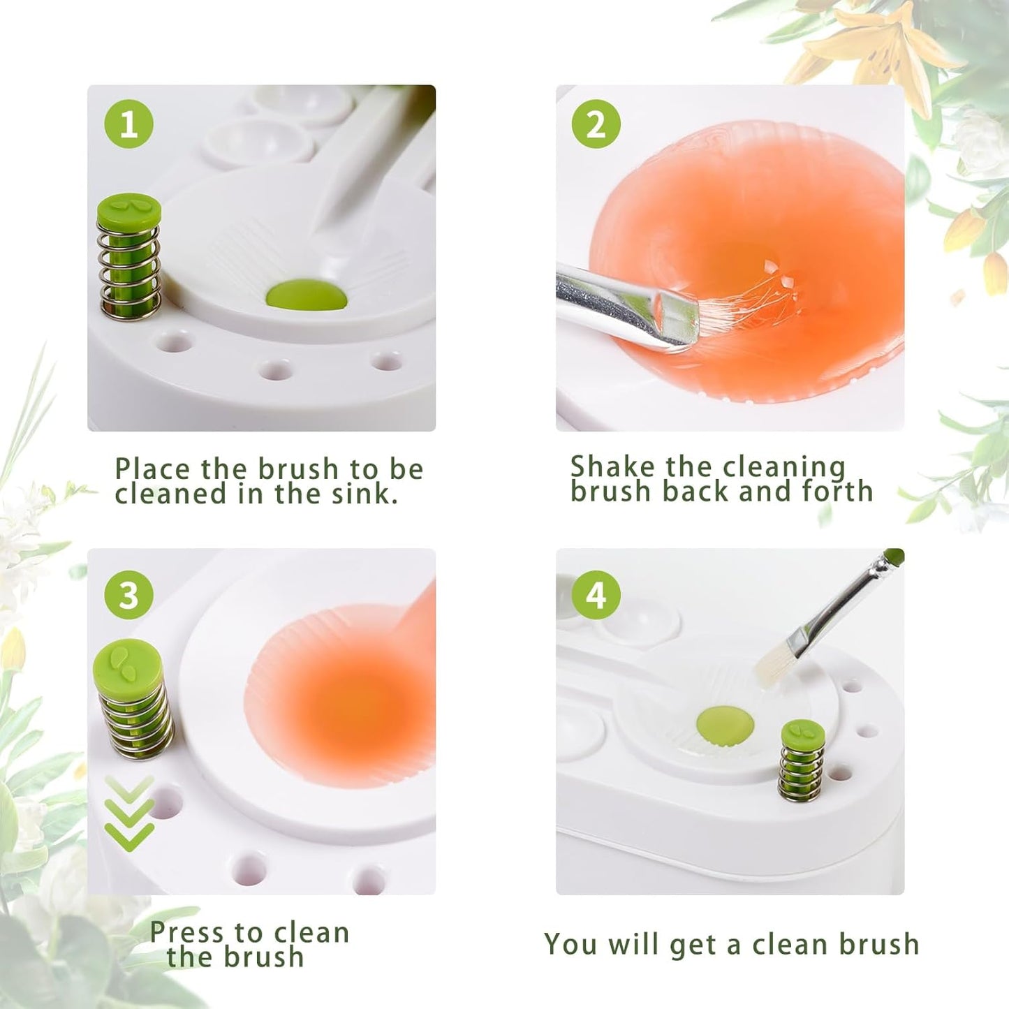 2025 Upgraded Paint Brush Cleaner Tool Brush Rinser, Watercolor/Oil-Based Paintbrush Cleaners, Painting Station Flush My Brush, Gift for Artist Kids Adults and Girls, Pre-Assembled(Green)