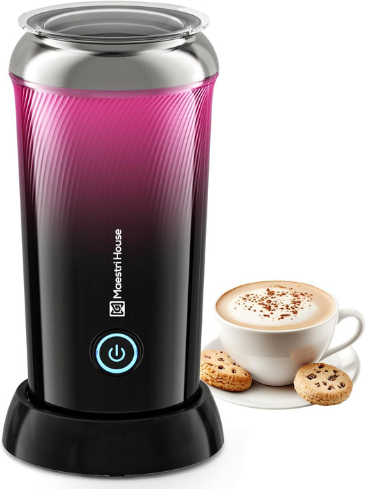 Maestri House Milk Frother, 3-in-1 Hot & Cold Mik Frothing Steamer, 8.12OZ/240ML Touch Control Foam Maker, Compact Space-saving Design for Latte, Cappuccino and Warm Milk