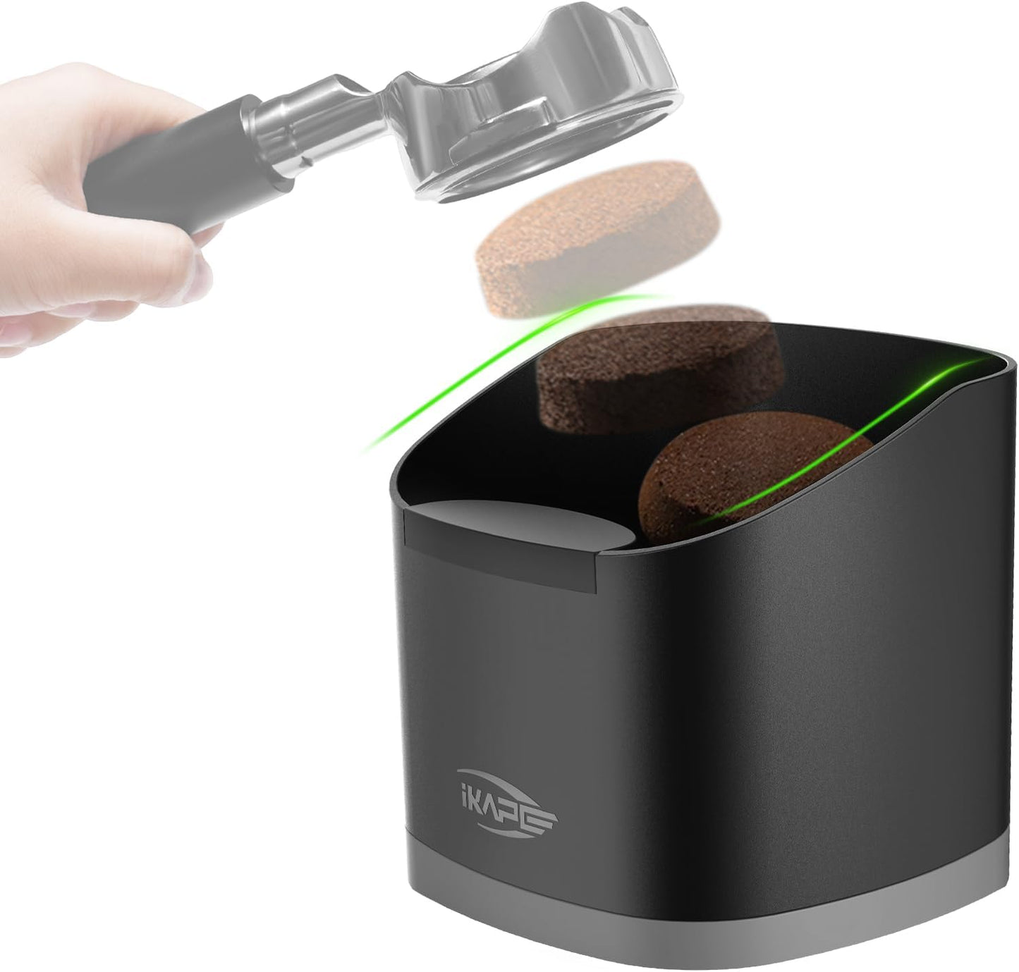 IKAPE Espresso Knock Box for Coffee Grounds, Barista Tool Enhanced for Better Manipulation - Black Espresso Machine Coffee Puck Disposal Box