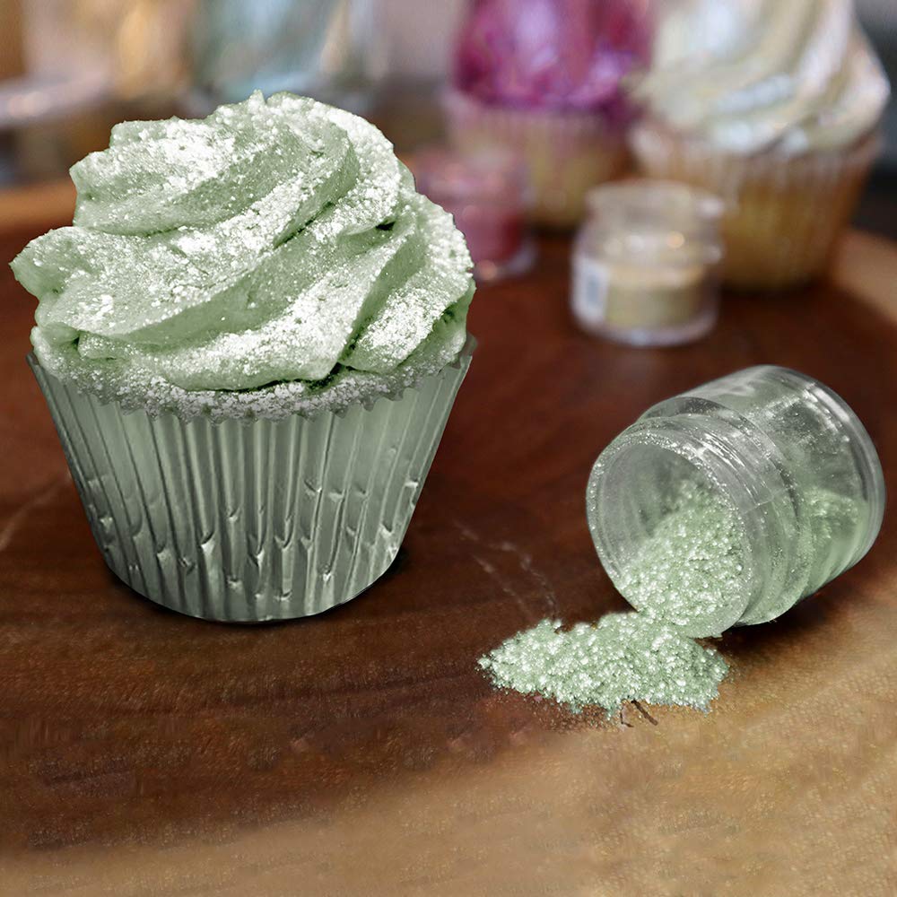 BAKELL Soft Green Edible Glitter, 25 Grams | TINKER DUST Edible Glitter | KOSHER Certified | 100% Edible Glitter | Cakes, Cupcakes, Cake Pops, Drinks, Dessert Vegan Glitter & Dusts (25g, Soft Green)