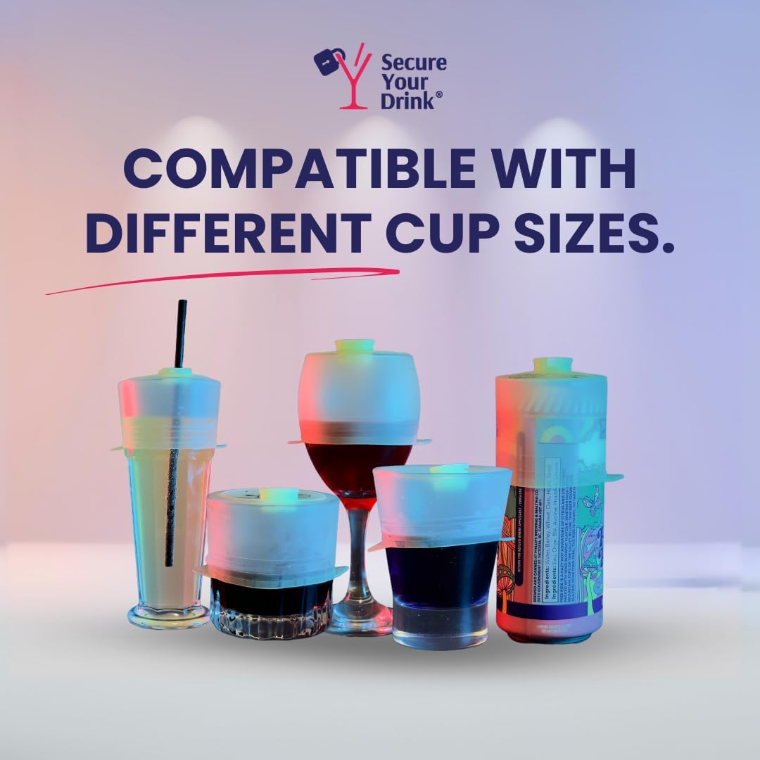 Multi-Use Silicone Anti Spiking Drink Cover Protector With Lift N’ Lock Sip System (1 Pack). Spiking, Spill and Contaminant Prevention. Fits Most Cups And Glasses, Straw Compatibility and Reusable.