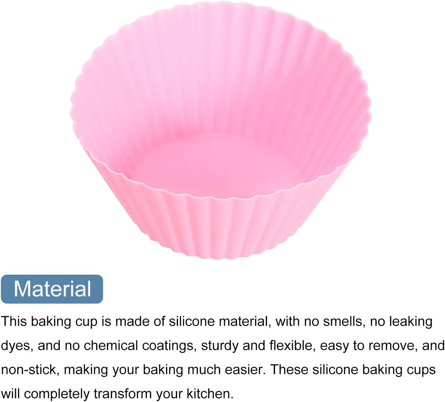 uxcell 42Pcs Silicone Cupcake Liners, Non-Stick Baking Cups, for Cooking Eggs, Baking Muffins and Make a Cake(Pink)