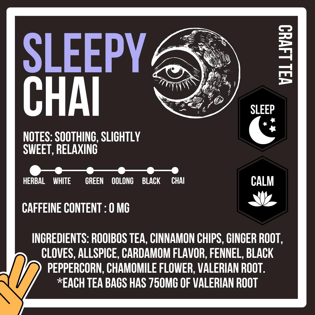 Revival Tea Company Sleepy Chai Tea - Rooibos Chai Tea Red Tea Blend with Valerian Root and Fresh Spiced Chai Flavor - Caffeine Free - 24 Tea Bags