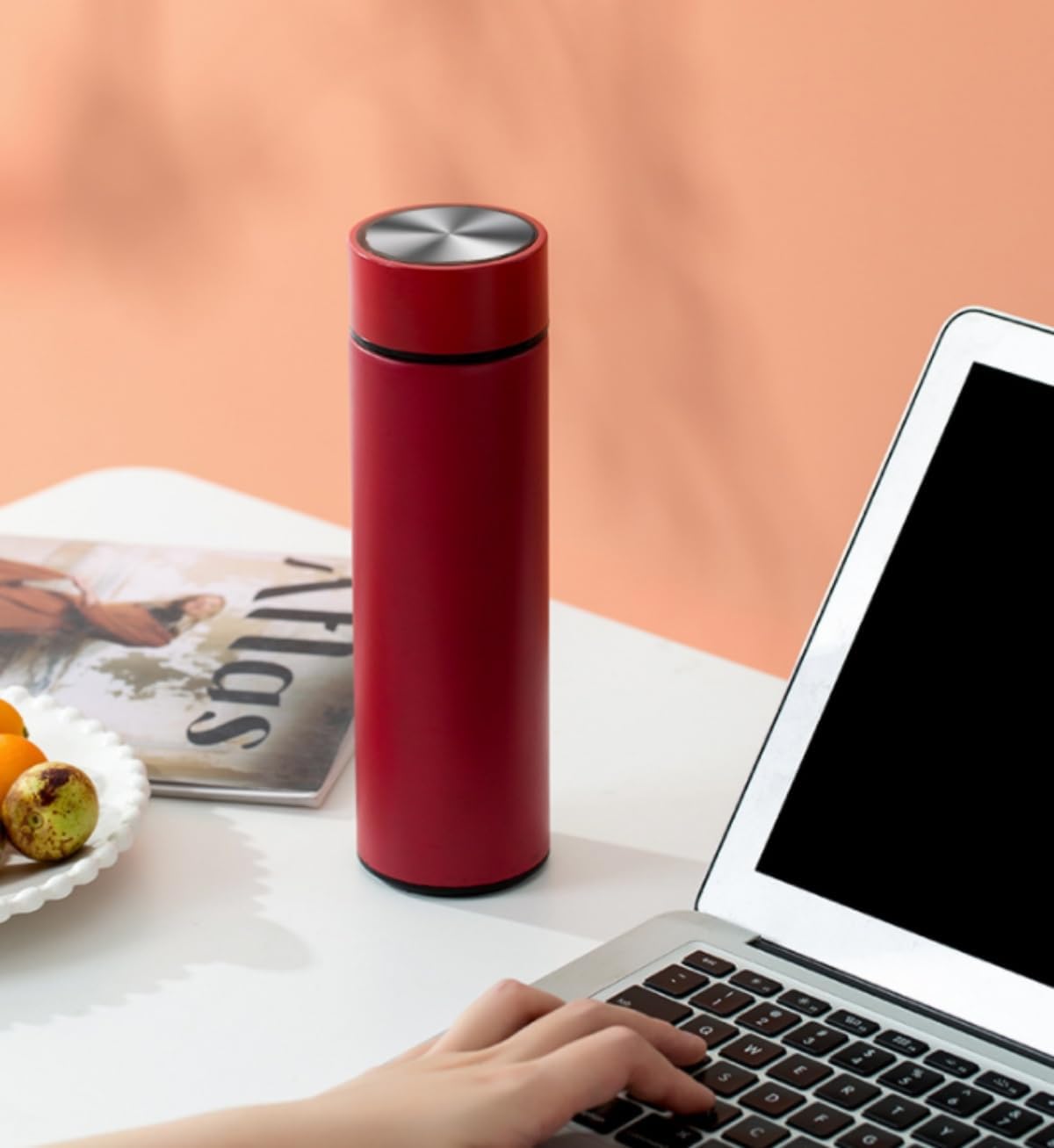 Insulated Water Bottles- Vacuum Tumbler for Coffee, Tea and Drinks with Stainless Steel Infuser - 15 oz Tea Thermo Travel Bottle/Keeps Drinks Hot or Cold for Hours/Gift Packing (Red)