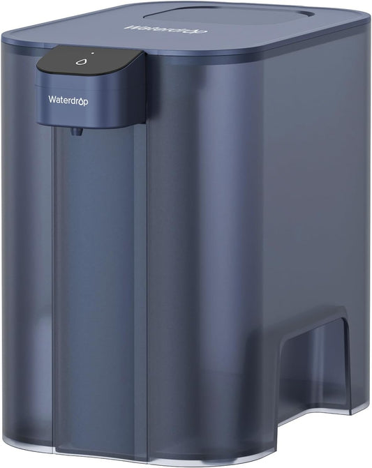 Waterdrop Large 27-Cup Mega Electric Water Filter Dispenser, 200-Gallon Rechargeable Instant Pitcher, NSF/ANSI 42&53&401&372, Reduce PFAS, Lead, Chlorine, with 1 Filter, Blue, Does not Lower TDS