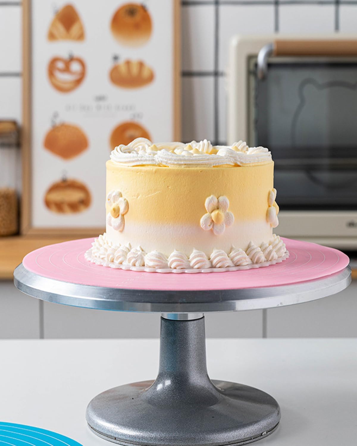 Silicone Baking Mat Cake Mat Silicone Cake Mat Silicone Baking Mat with Measurements for CakeTurntable Stand Non-Stick Heat Resistant Pastry Baking Sheet -Green