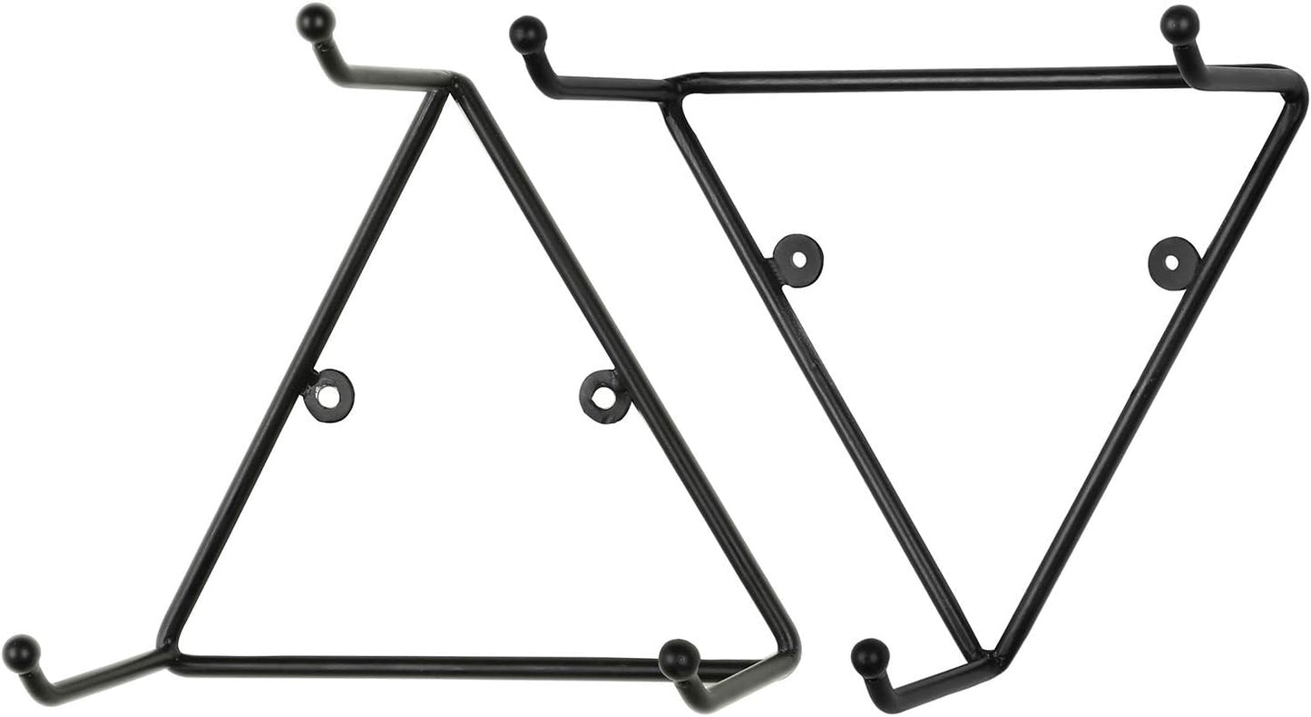 MyGift Matte Black Metal Triangular Coffee Mug Holder Wall Mount Display Rack Mug Organizer with 3 Hooks, Set of 4