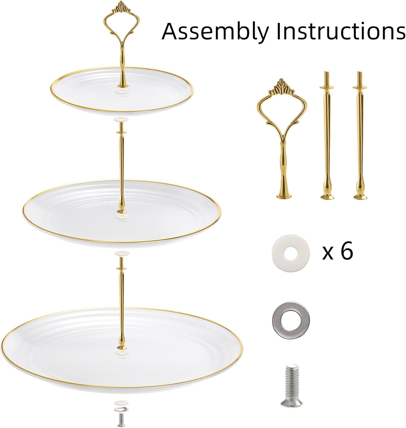 Goaste 3 Pack Tiered Cupcake Stand, Plastic Cupcake Stand Tower, 3 Tier Round Shape Dessert Serving Tray, White Cookie Candy Buffet Stand for Tea Party, Baby Shower, Wedding, Birthday, Christmas