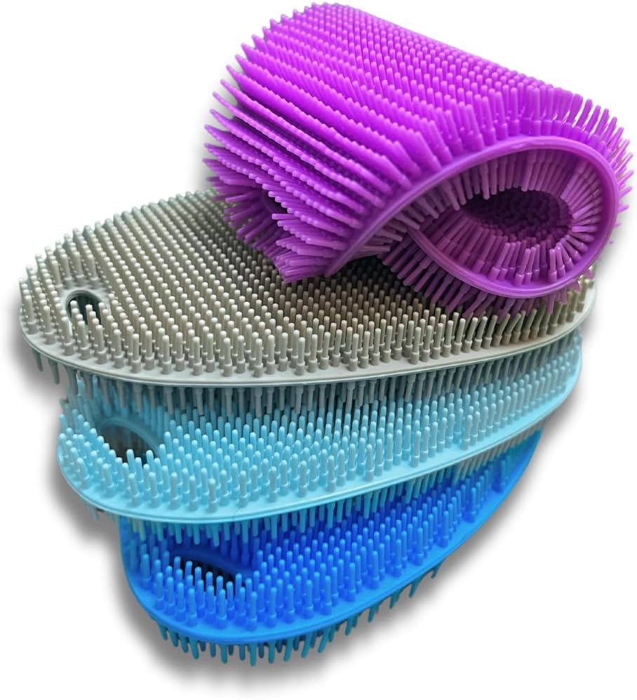 Food Grade Silicone Dish Scrubber - BPA-Free Kitchen Scrubbers for Dishes and Housecleaning (4-Pack Ovals)