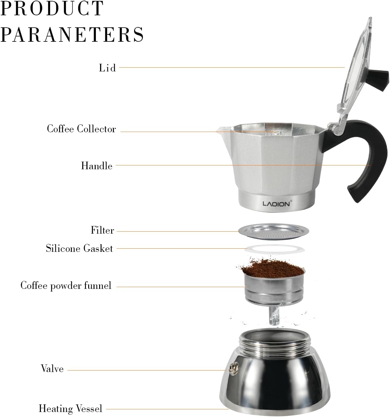 Stovetop Espresso Maker, 3Cup Moka Pot, Espresso Machine Compatible with Induction Cooktops, 150ml Stainless Steel & Aluminum Cuban Coffee Maker for Cafetera Cubana, Silver