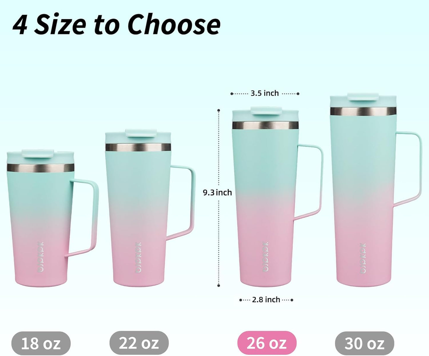 BJPKPK Insulated Tumbler with Handle, 26oz Insulated Tumblers with Lid and Straw, Stainless Steel Metal Water Bottles, Coffee Travel Mugs, Cups, Marshmallow