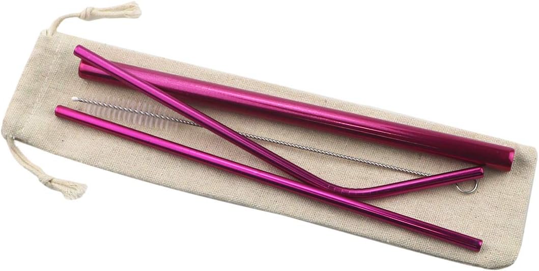 Gugrida Metal Straws Stainless Steel Straws 8.5" Drinking Straws Reusable 4 Set - Ultra Long Muti Color-Cleaning Brush for 20/30 Oz for Trail Tumblers Yeti RTIC SIC Ozark (2 Straight|1 Bent|1 Brush）