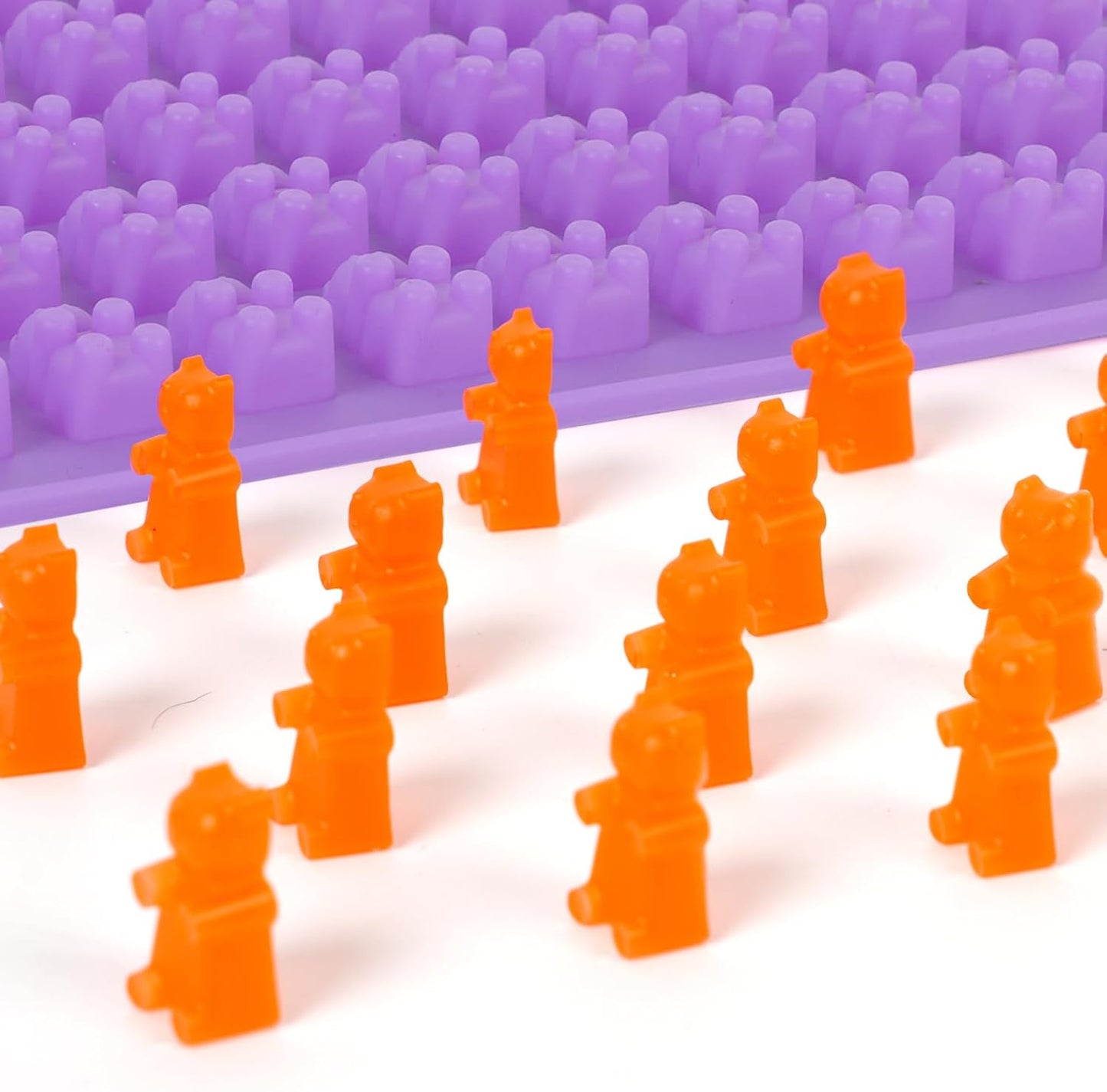 Silicone Gummy Bear Molds,4Pcs Non-stick Chocolate Candy Molds with 2 Droppers Including Mini Dinosaur, Bear Shape, Hearts and Mini Donut