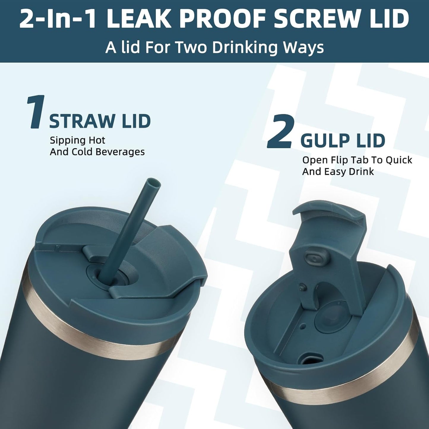 BJPKPK 22oz Stainless Steel Insulated Tumbler With lid And Straw Travel Coffee Thermal Tumblers Cup For Women And Men,Navy Blue