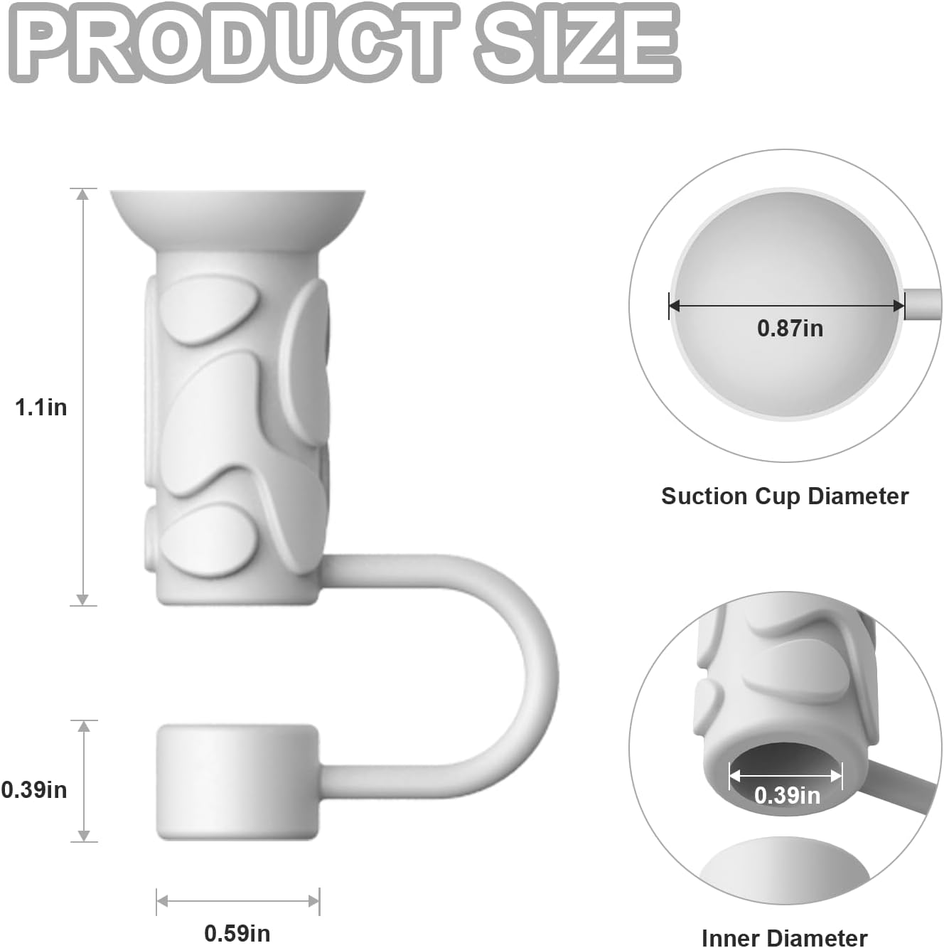 YOTIME Silicone Straw Covers Cap, 6 Pcs Reusable 0.39in/10mm Suction Cup Straw Toppers for Stanley Cup 40 30 oz, White