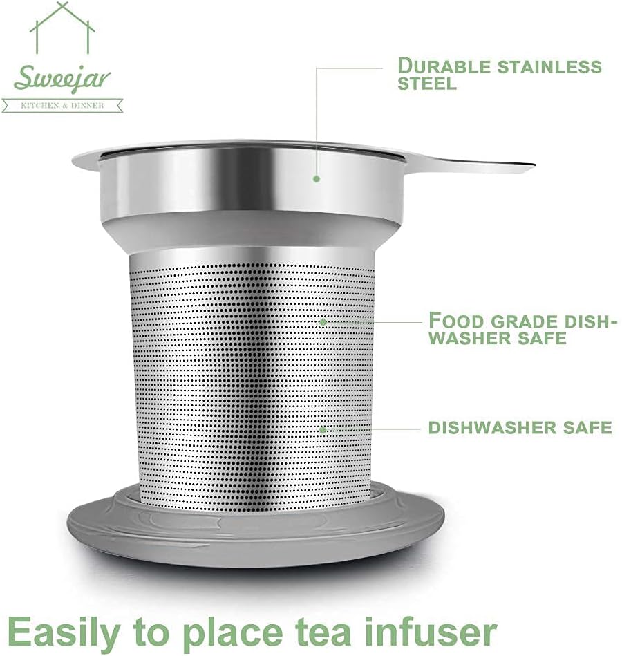 Sweejar Porcelain Tea Infuser Mug with Lid, 16 oz Teacup with Strainers for Loose Leaf Tea, Microwave and Dishwasher Safe Coffee Mug(Gradient Purple)