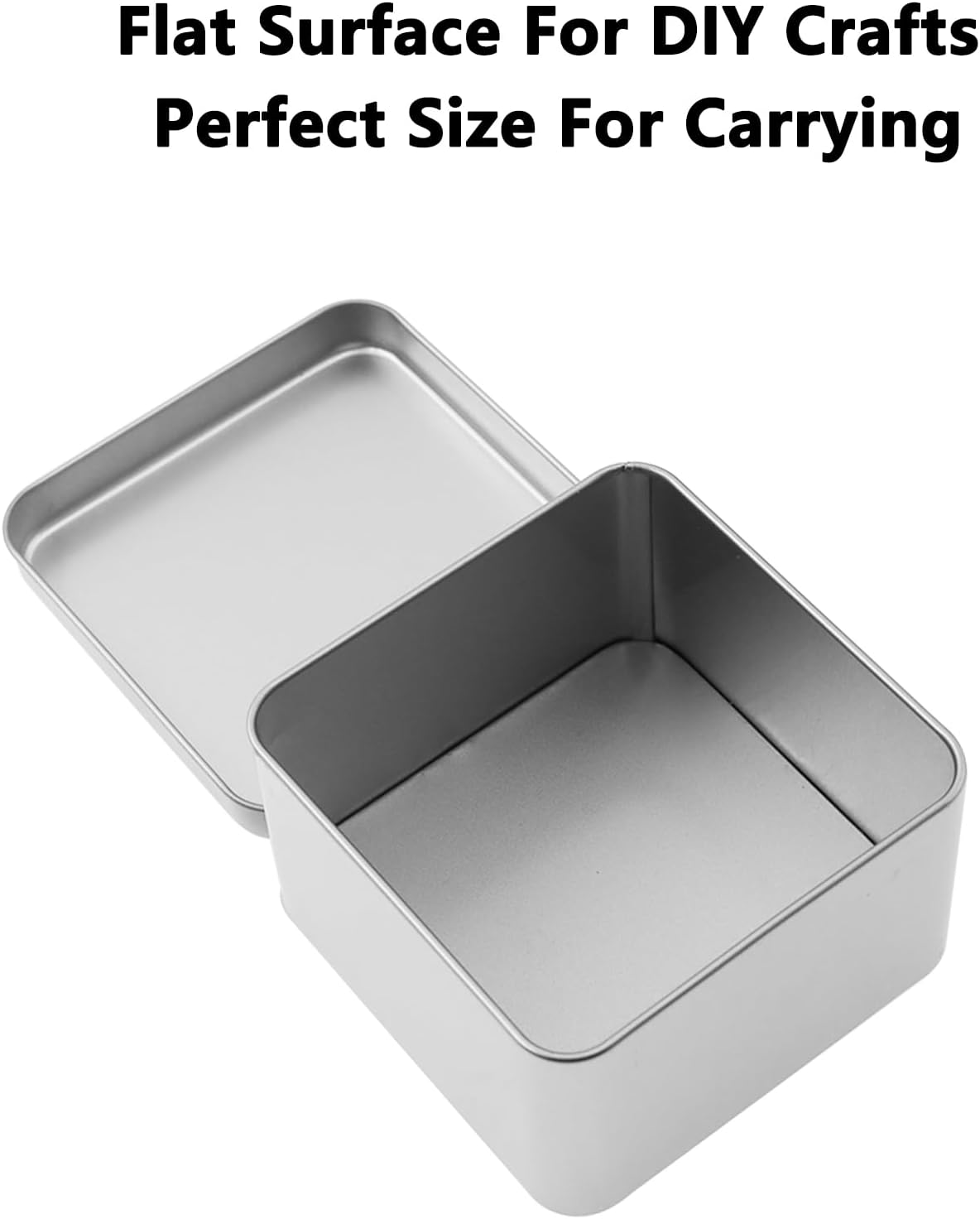 Metal Empty Boxes, Tin Boxes with Lid,Small Silver Tin Boxes,Stackable Organizer Containers,4PCS Storage Tin for Home Outdoor Active Storage Containers