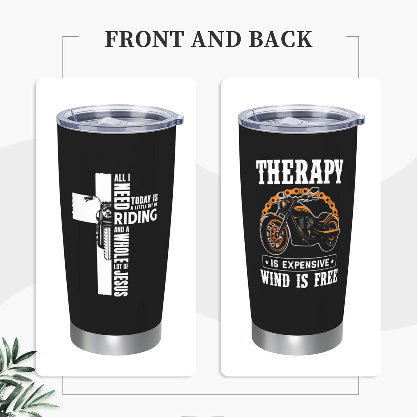 Therapy Is Expensive Wind Is Free Stainless Steel Tumbler 20 oz, Motorcycle Gifts for Men Travel Mug Cups, Birthday Gift for Motorcycle Lovers, Dad, Grandpa, Boyfriend