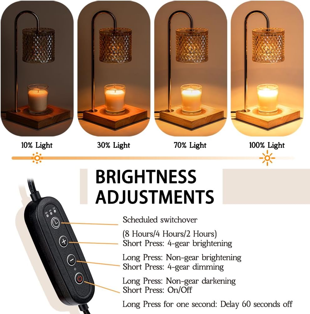 Lamp Candle Warmer with Timer, House Warming Gifts New Home, Candle Wax Warmer, Aesthetic Room Home Bedroom Decor, Amber Lozenge Diamond