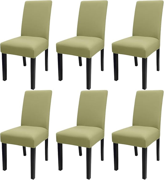 JQinHome Sage Green Chair Covers for Dining Room Set of 6, High Stretch Removable Washable Parsons Chair Slipcover for Home Party Hotel Wedding Ceremony (6PCS,Sage Green)