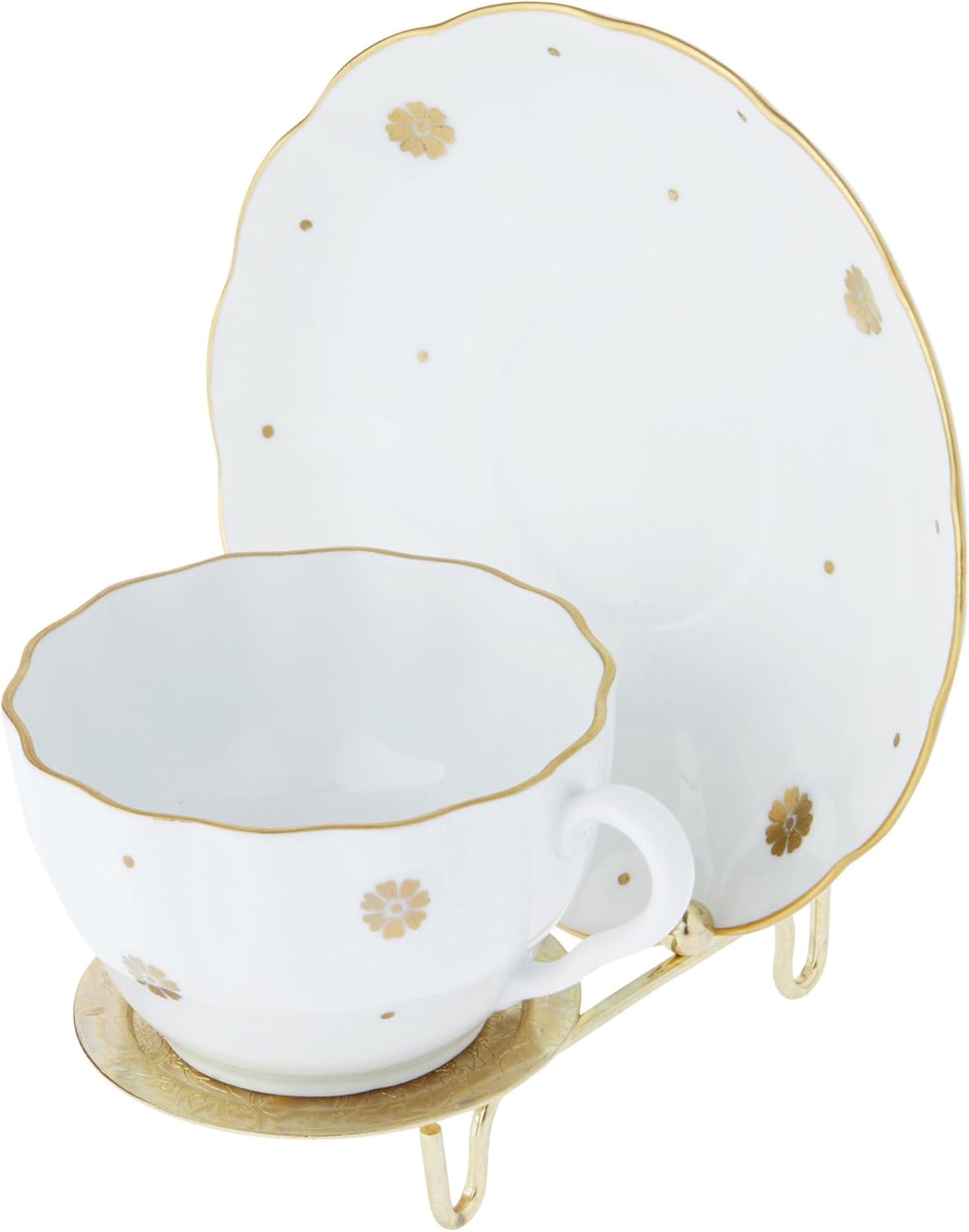 Bard's Ornate Shiny Gold-toned Cup and Saucer Stand, 3" H x 2.75" W x 4" D, Pack of 3