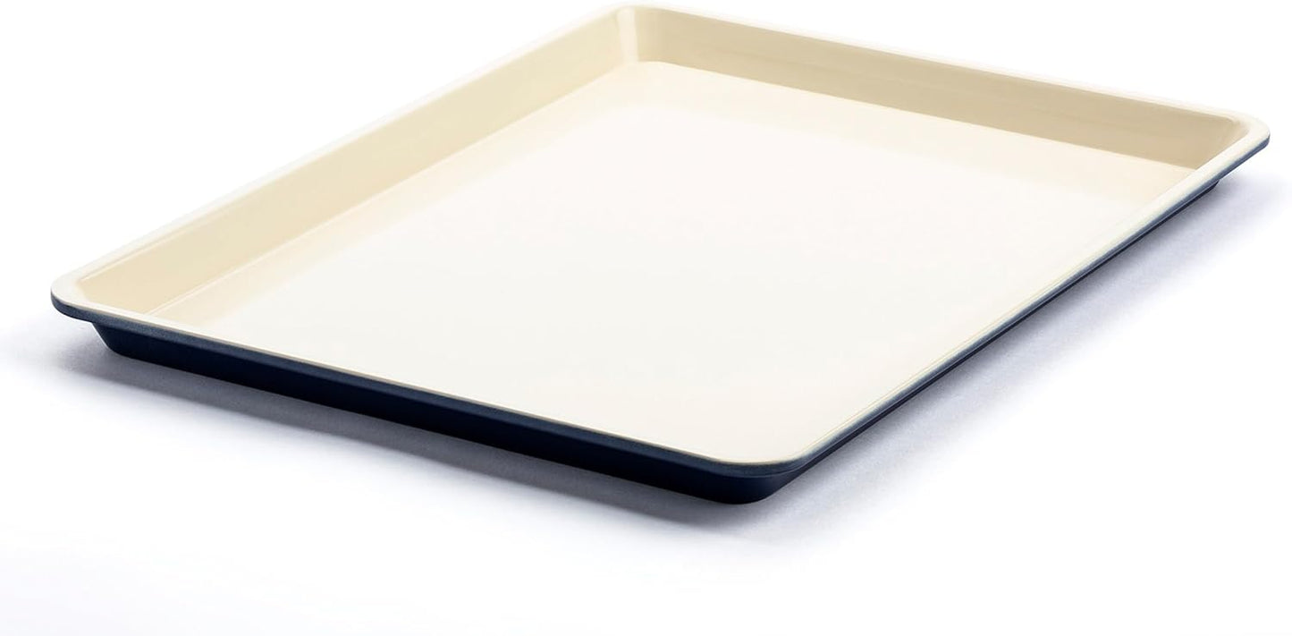 GreenLife Bakeware 18” x 13” Half Cookie Sheet Baking Pan, Non-Toxic PFAS-Free Healthy Ceramic Nonstick, Oven Safe to 450°F, Easy Release, Even Heating, Easy Clean, Navy