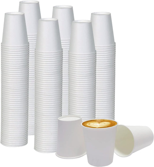 Smygoods White Disposable Paper Coffee Cups (10 OZ, 100 Count) For Hot Beverages, Tea, Espresso, Cocoa - To Go Drink Containers, Café & Office