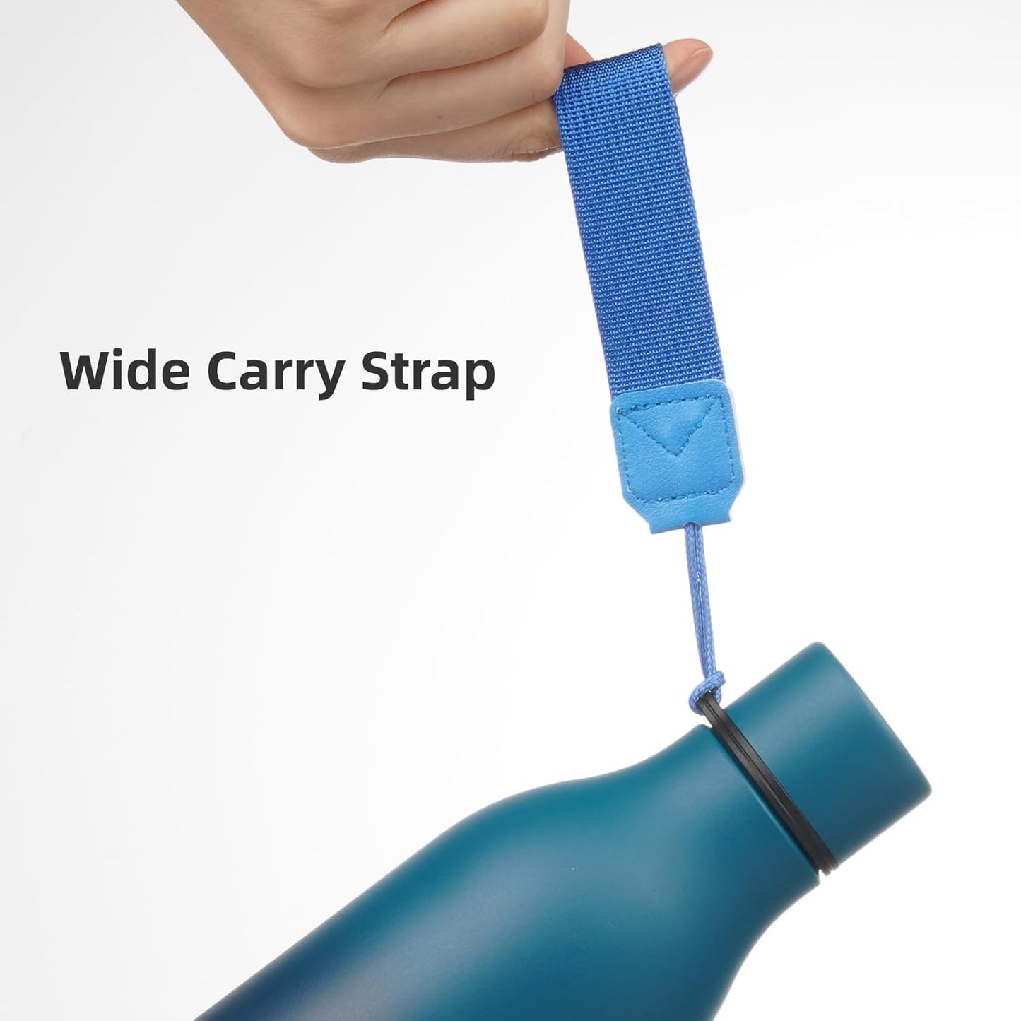 Insulated Water Bottle with Strap,18 oz Double Wall Stainless Steel Vacuum Bottles Metal Water Flask,Indigo Black