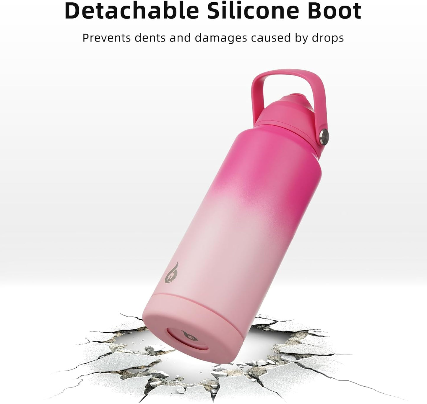 BJPKPK Water Bottle with Straw Lid, 24oz Vacuum Insulated Water Bottles, Metal Stainless Steel Thermos for Sports, Travel, BPA Free Leak Proof Thermos, Cups, Flasks, Tumblers,Cherry