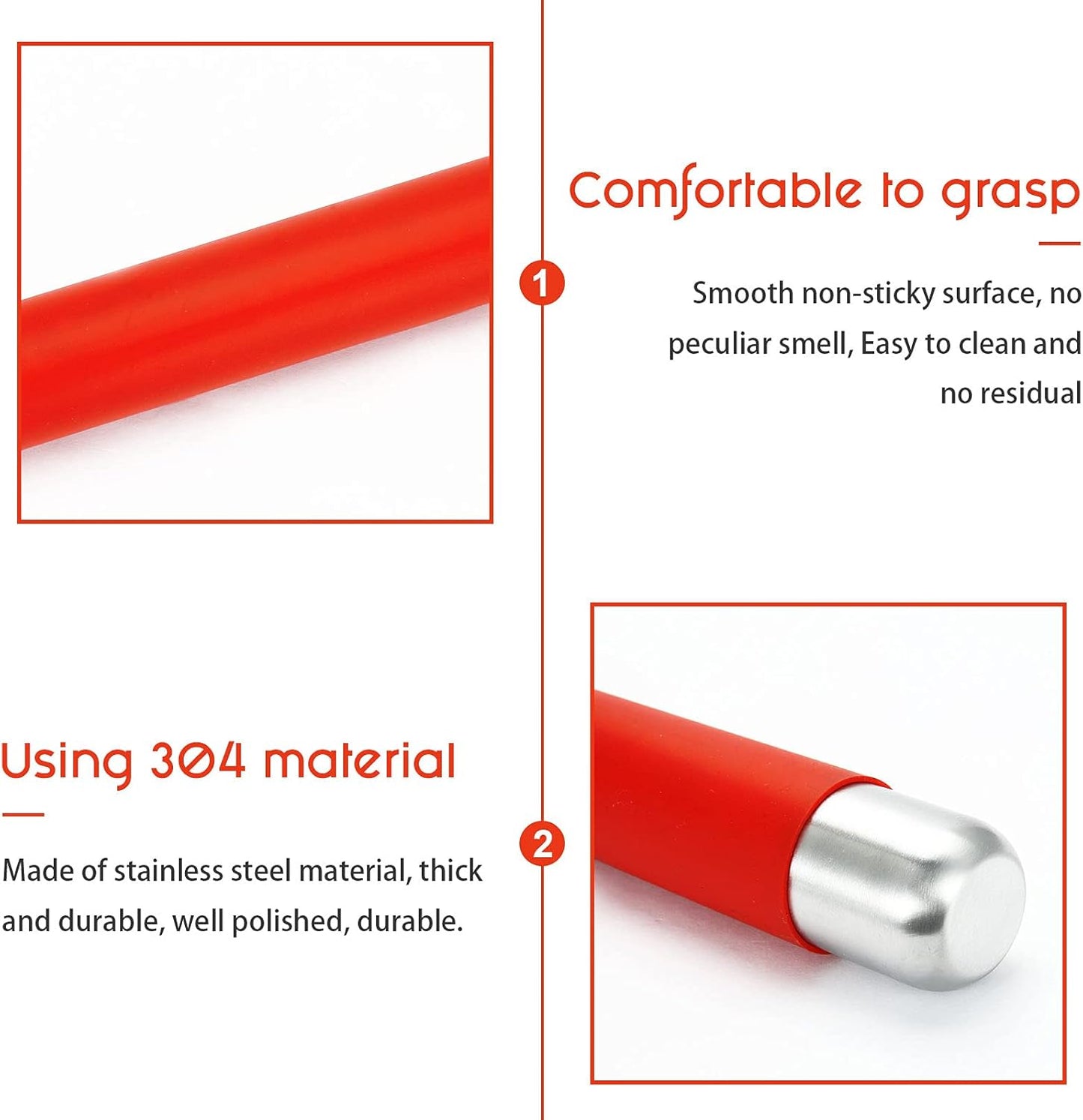 Rolling Pin Dough Roller for Baking with Thickened Non Stick Silicone Metal Handle Rolling Pin Stainless steel Fondant Roller Pin Cookie Pastry Kitchen Accessories 13.8 X 1.5 Inches