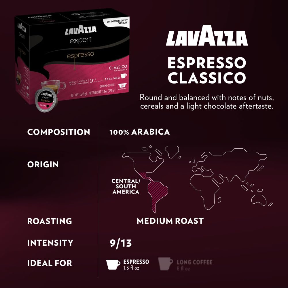 Lavazza Expert Variety Pack, Contains Light, Medium, and Dark Roast Espresso and Coffee Capsules, Compatible with Lavazza Classy Machines (36 Capsules)