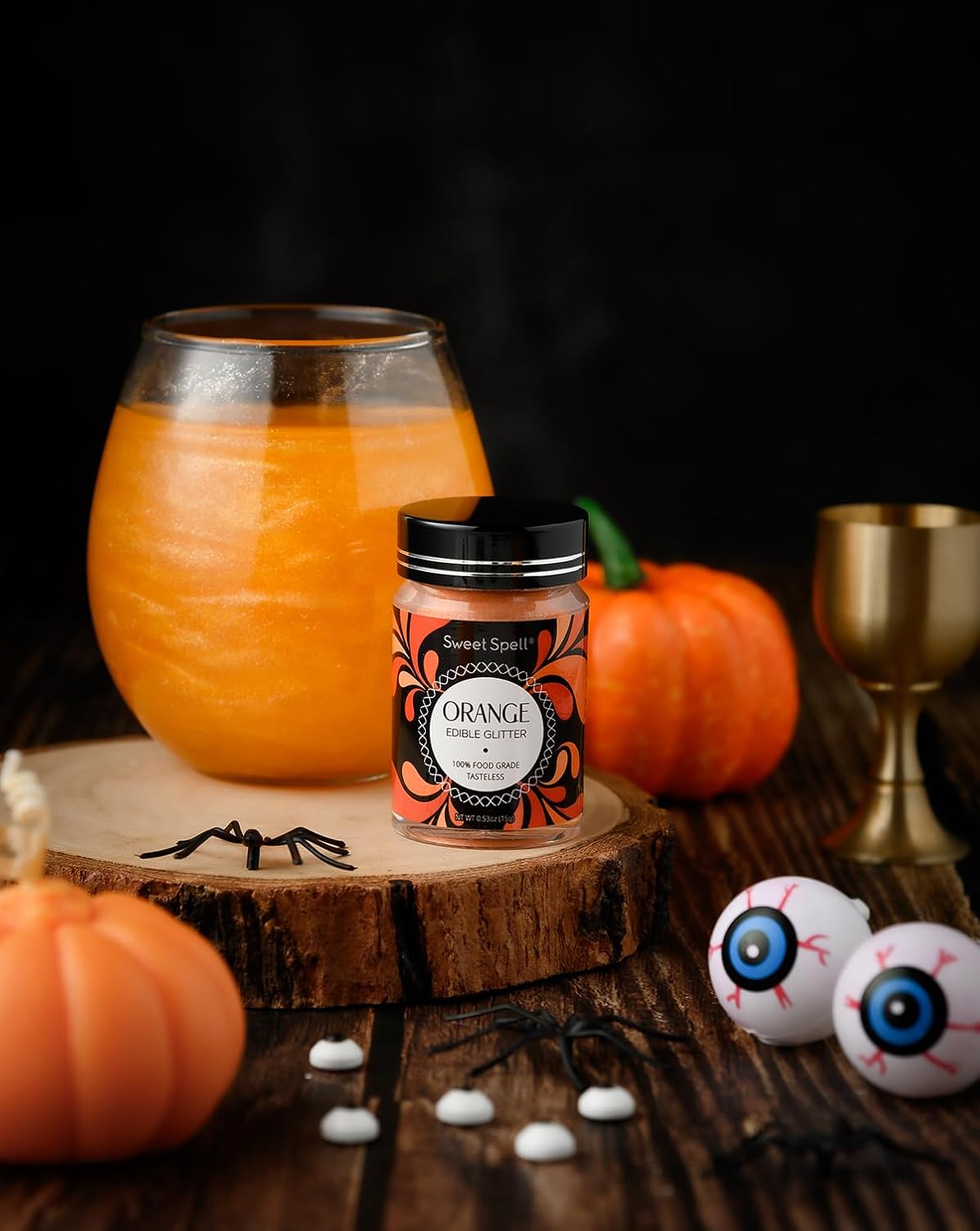 Sweet Spell Edible Glitter (15g) - Shimmer Sparkles for Drinks, Cakes, Cocktails - 100% Edible & Food Grade Glitter, Vegan, Gluten-Free (Orange)