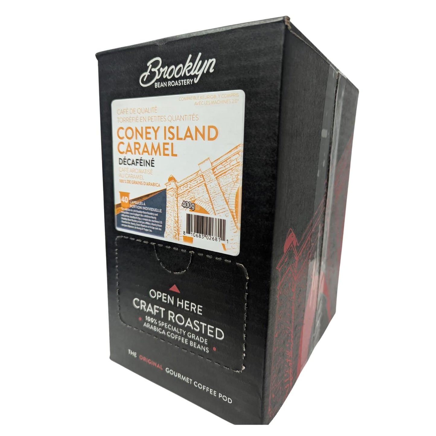 Brooklyn Beans Coffee Pods, Coney Island Caramel Decaf - Compatible with Keurig K Cup Brewers Including 2.0 Machines, 40 Count, Creamy Caramel Flavor
