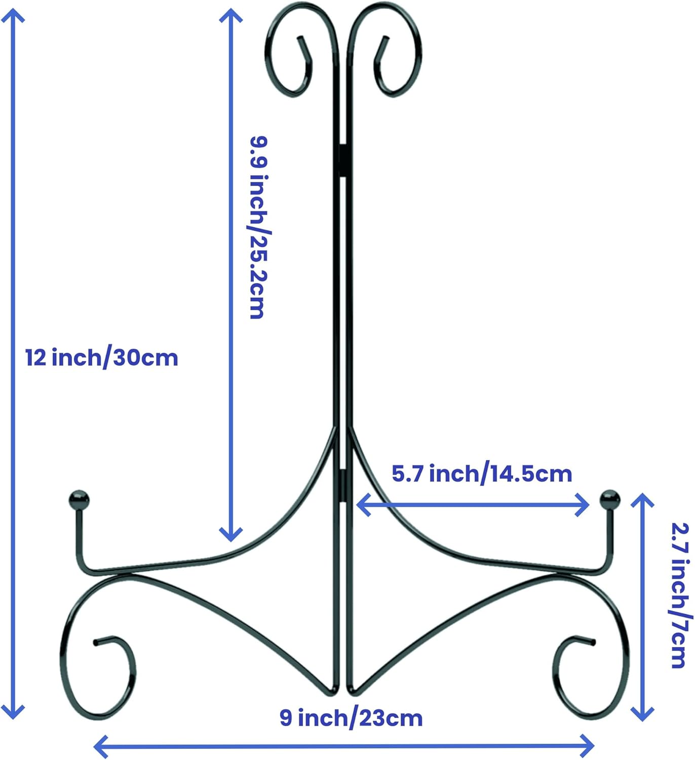 Iron Plate Stand for Display with Folding Design, Picture Stands for Tables, 12 Inch Large Easels for Displaying for Book, Art Piece, Photo and Platter, 12’’ Black