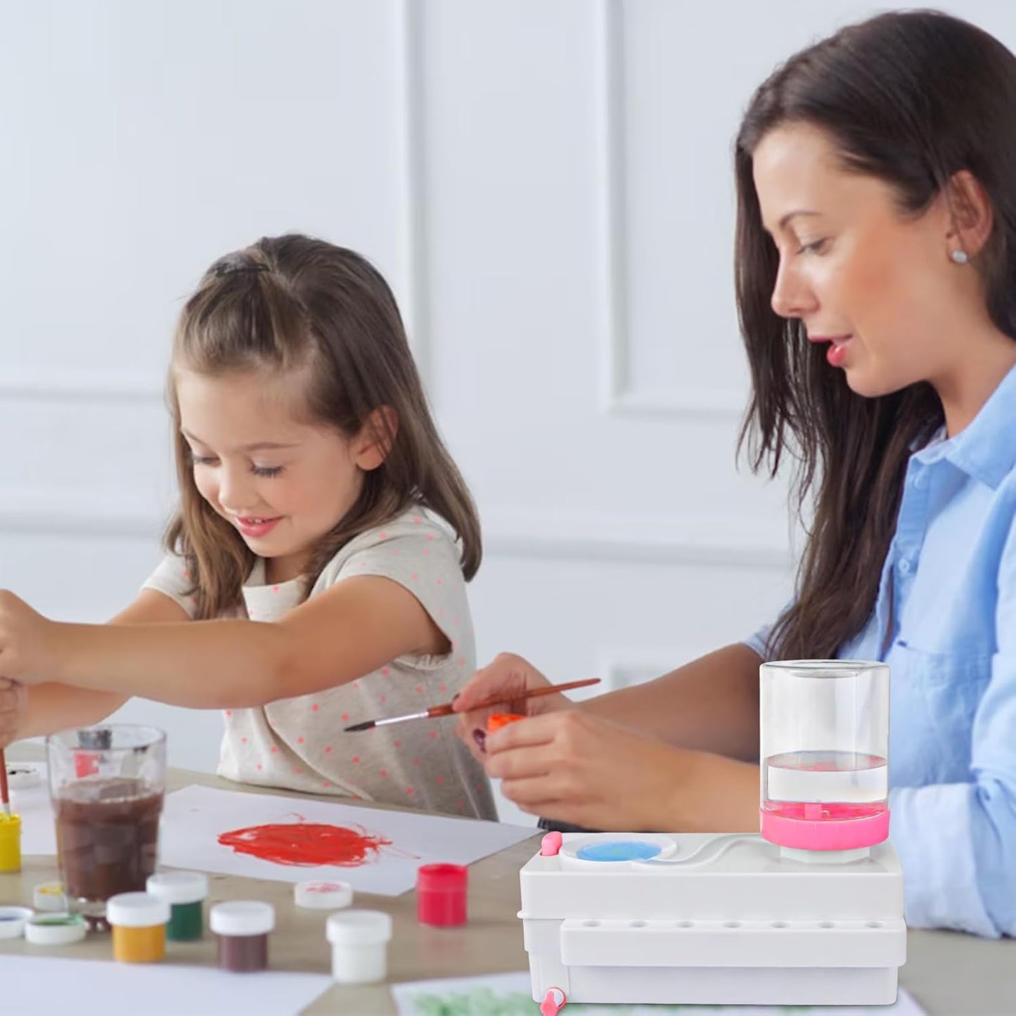 Paint Brush Cleaner, Paint Brush Rinser with Drain & Brush Holder, Painting Station, Paint Brush Cleaner Tool for Water-Based Painting Supplies