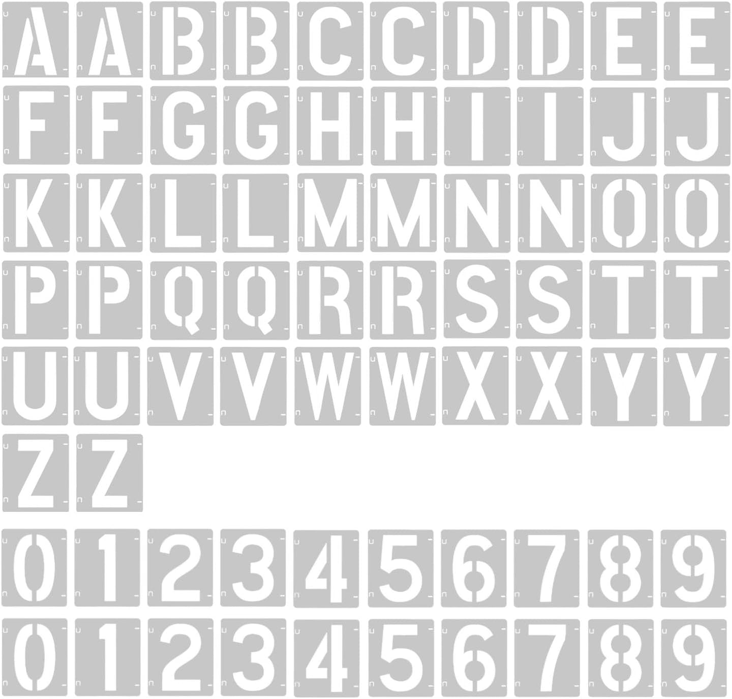 2 Pack - 4 Inch Letter Stencils Set, 72 Reusable Stencils for Painting On Wood, Metal, Walls, Fabric, Rocks with Interlocking, Perfect for Banners, Sign Making & DIY Art (4 inch)