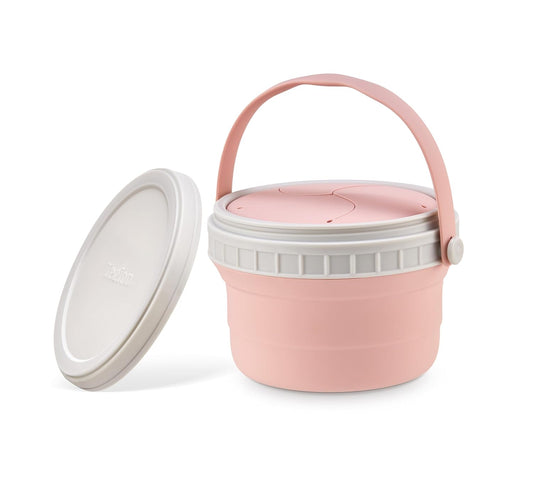 No Spill Silicone Toddler Snack Containers, Detachable Silicone Flap for Filling&Cleaning, Crumb-Free Hard Plastic Screw Travel Lid, Ultra-Soft for Baby Kids Hand In-Out, Snack Cup Holder 12 oz