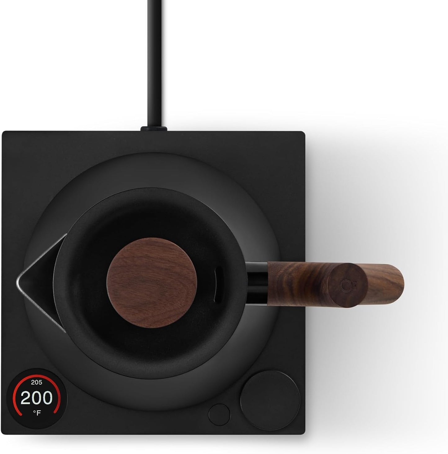 Fellow Corvo EKG Pro Electric Tea Kettle - Quick Heating, Precise Temperature Control Electric Kettle, Scheduling, Built-in Brew Timer for Boiling Water - Matte Black with Walnut Handle - 0.9 Liter