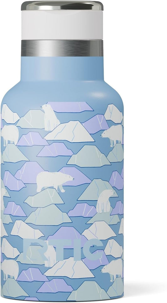RTIC Little Journey Bottle with Straw, Insulated, Stainless Steel, Metal, Double Wall Vacuum-Insulation, Ceramic-Lined, Leak-Proof Lid, BPA-Free Water Flask for Sports, Travel, Polar Ice