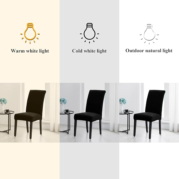 Joccun Chair Covers for Dining Room Set of 8, Dining Chair Slipcovers Stretch Dining Room Chair Covers Seat Protector,Washable Parsons Chair Cover for Home,Hotel,Banquet(Black,8 Pack)