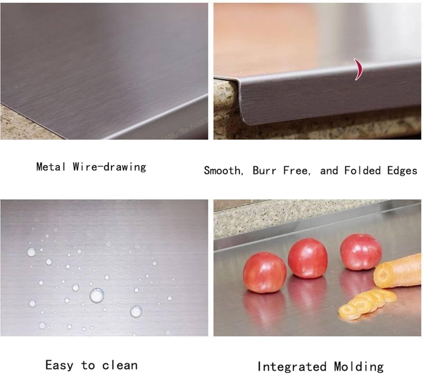 Stainless Steel Cutting Boards for The Kitchen, Suitable for Meat, Fruits, Vegetables, Bread, and Baking Large-sized Cutting Boards (50 x 50cm/19.7 x 19.7 in)